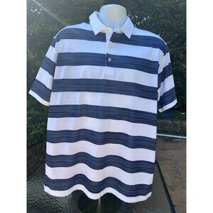 Callaway Opti-Dri Golf Polo Shirt Men's Size Medium Blue & White Striped Large